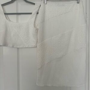 Two piece white midi skirt